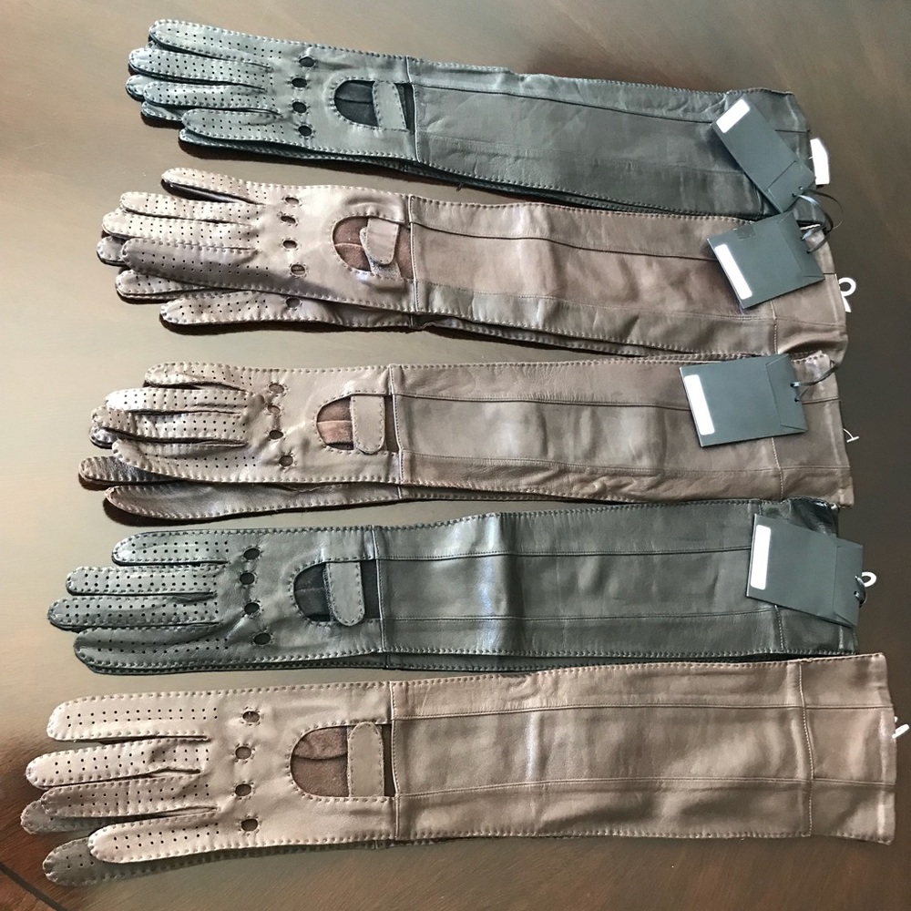 Kaufman Franco soft Brn leather size 6 long gloves